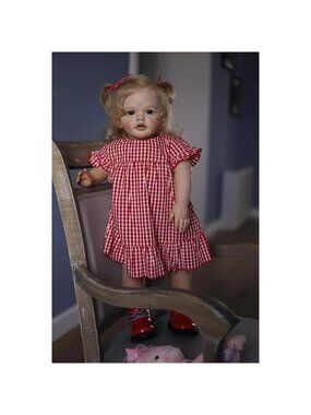 24 Inches 60CM Sweet Face Real Baby Size Rooted Blond Curly Hair  Lifelike